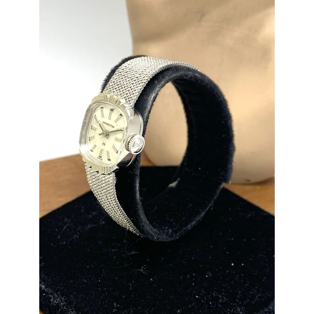 Hamilton Women's Watch 14k White Gold Case Vintage Swiss Hand Wind Petite 15mm - Picture 2 of 16